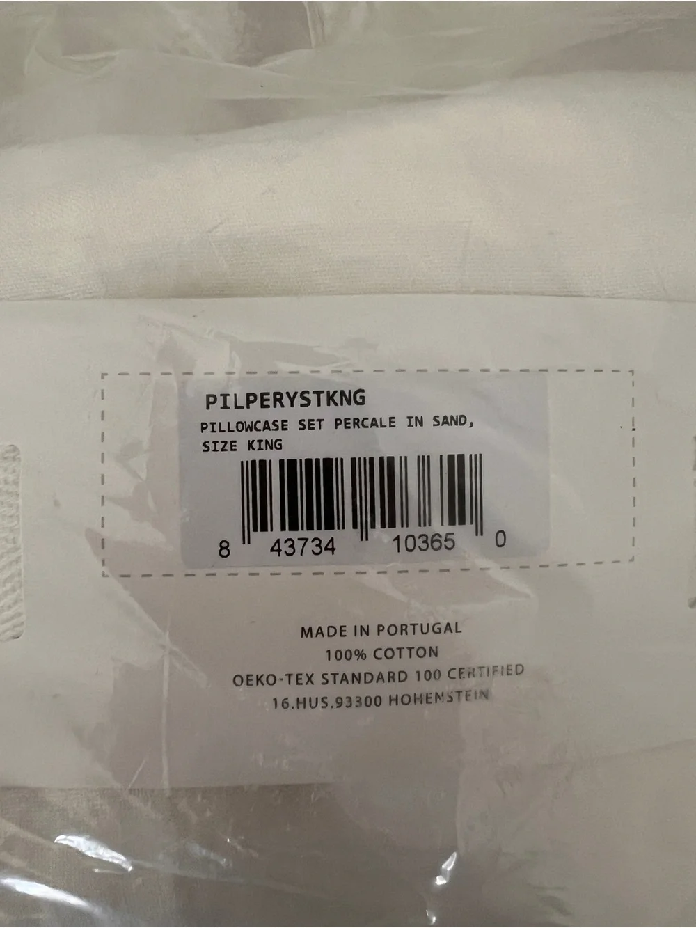 Parachute cotton King Pillow Case Set in Sand NWT